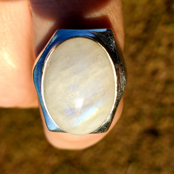 New Men's Rainbow Moonstone 925 Silver Ring. - Picture 11 of 16